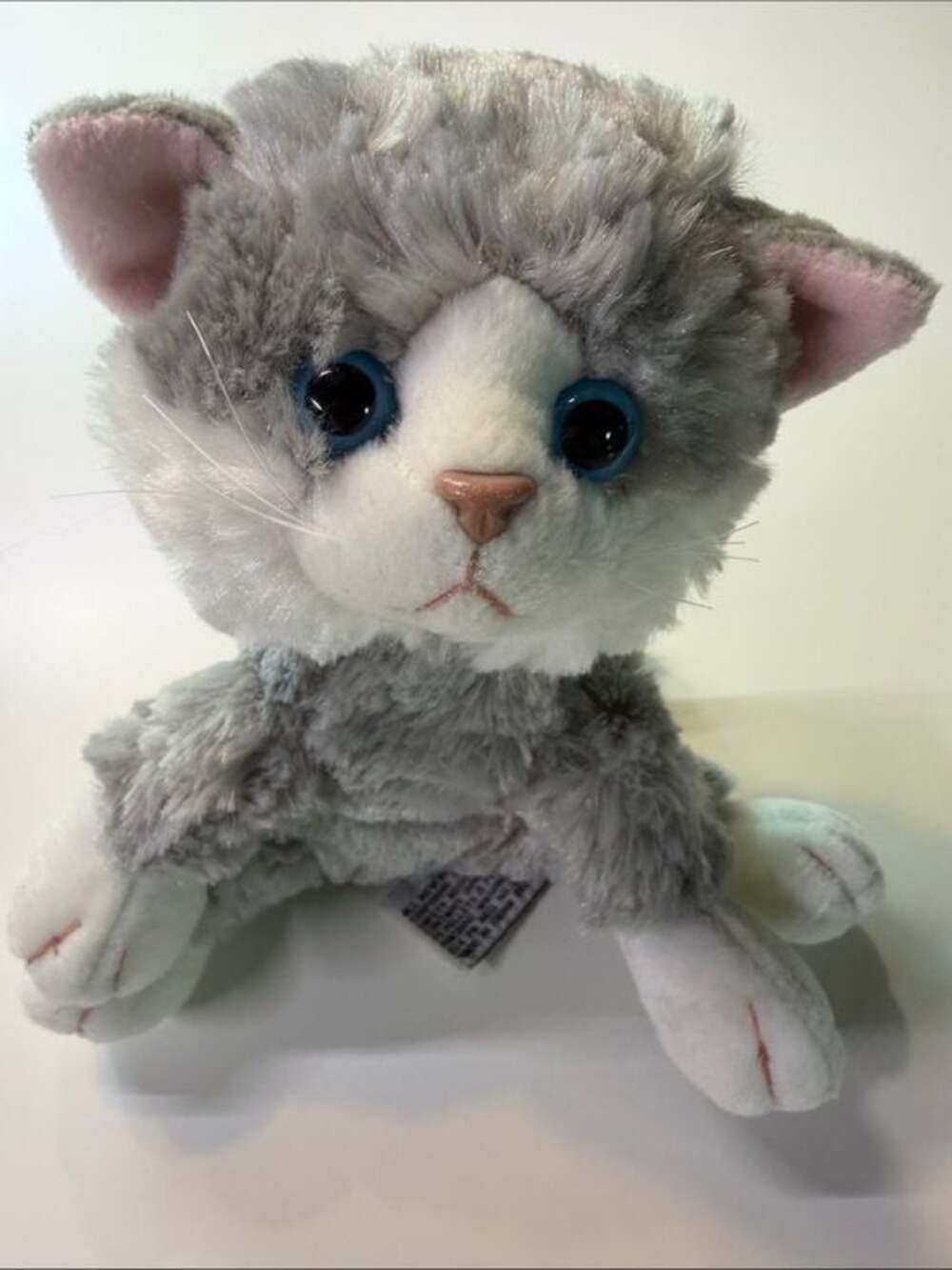Russ Berrie Misty: Rare Grey & White Plush Kitten with Blue Eyes